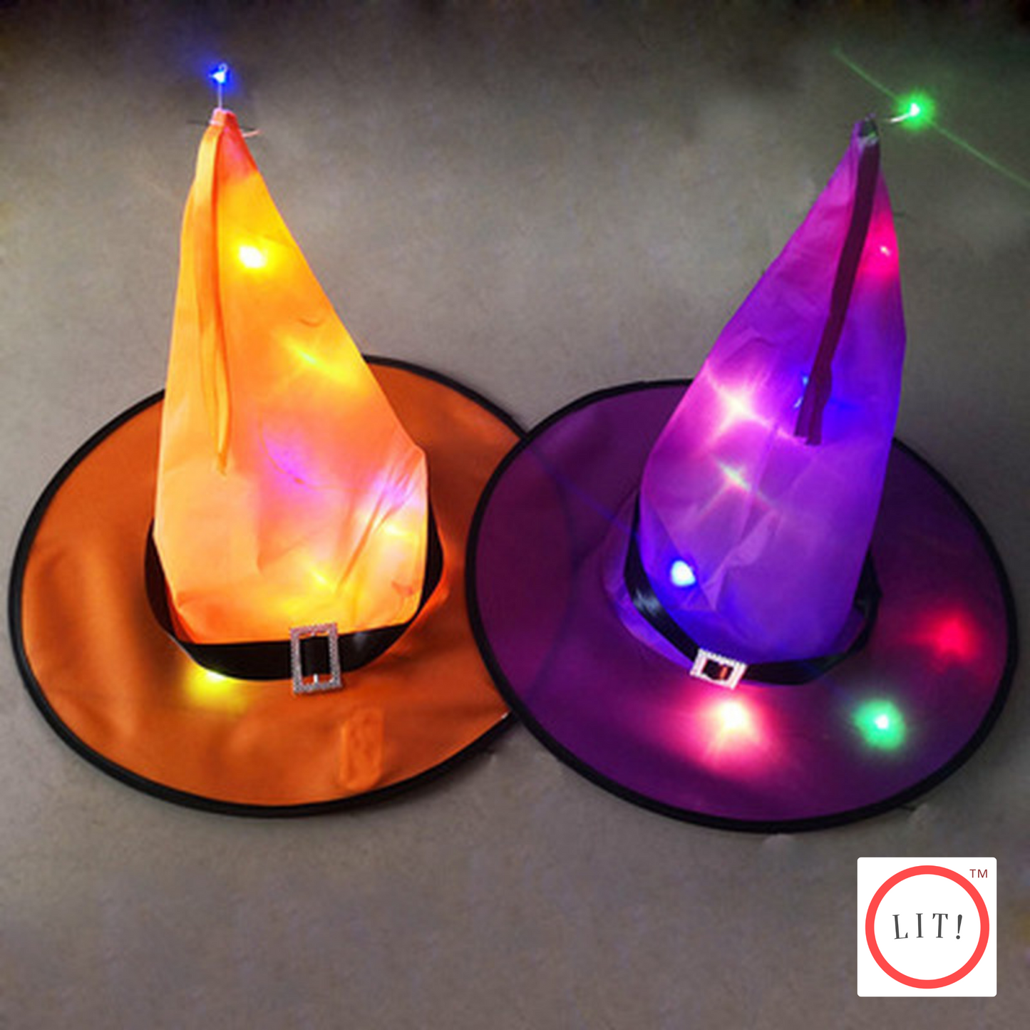 (Pack of 2) New Halloween Glowing LED Lights Witch Hat