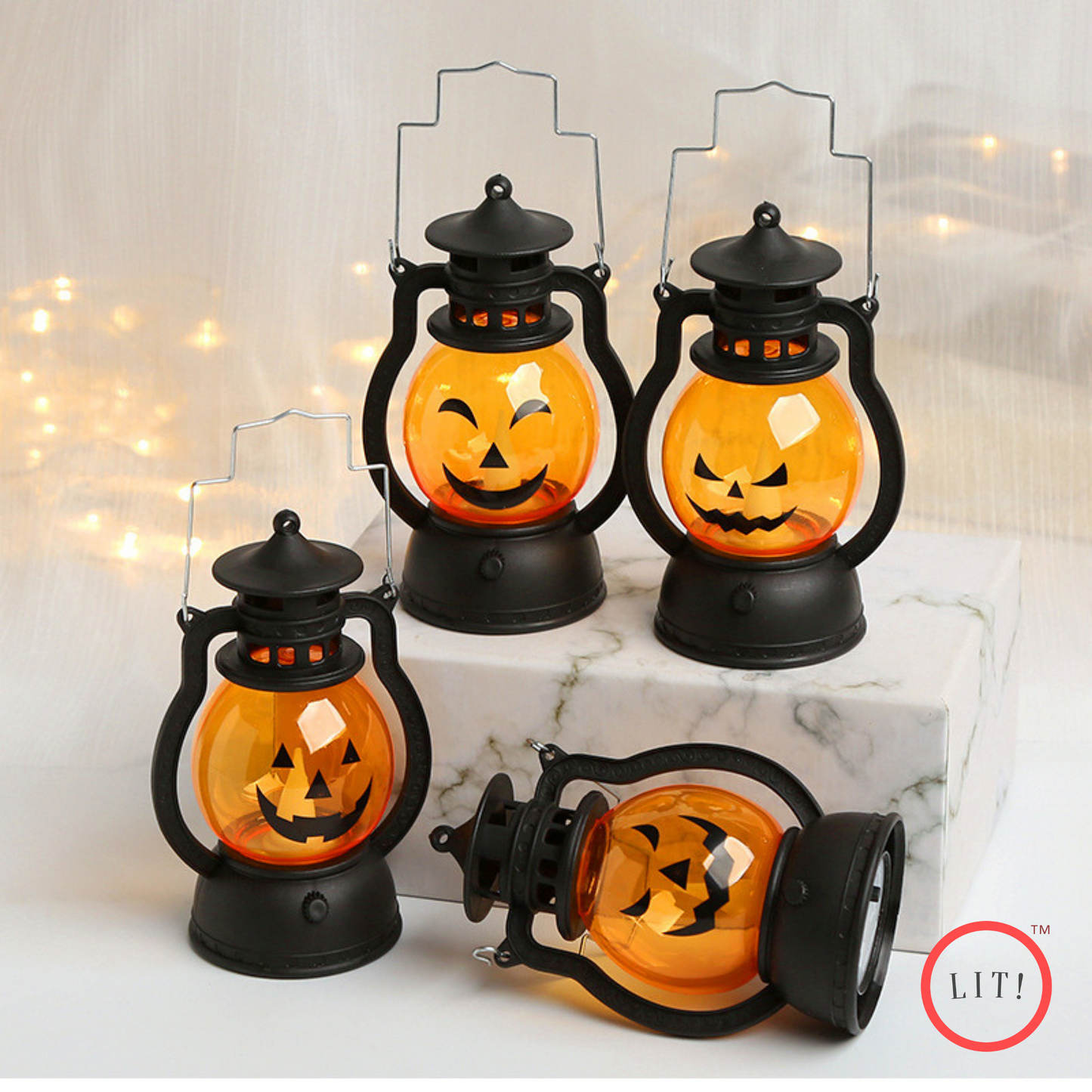 (Pack of 2) Halloween Retro Portable Pumpkin Lantern