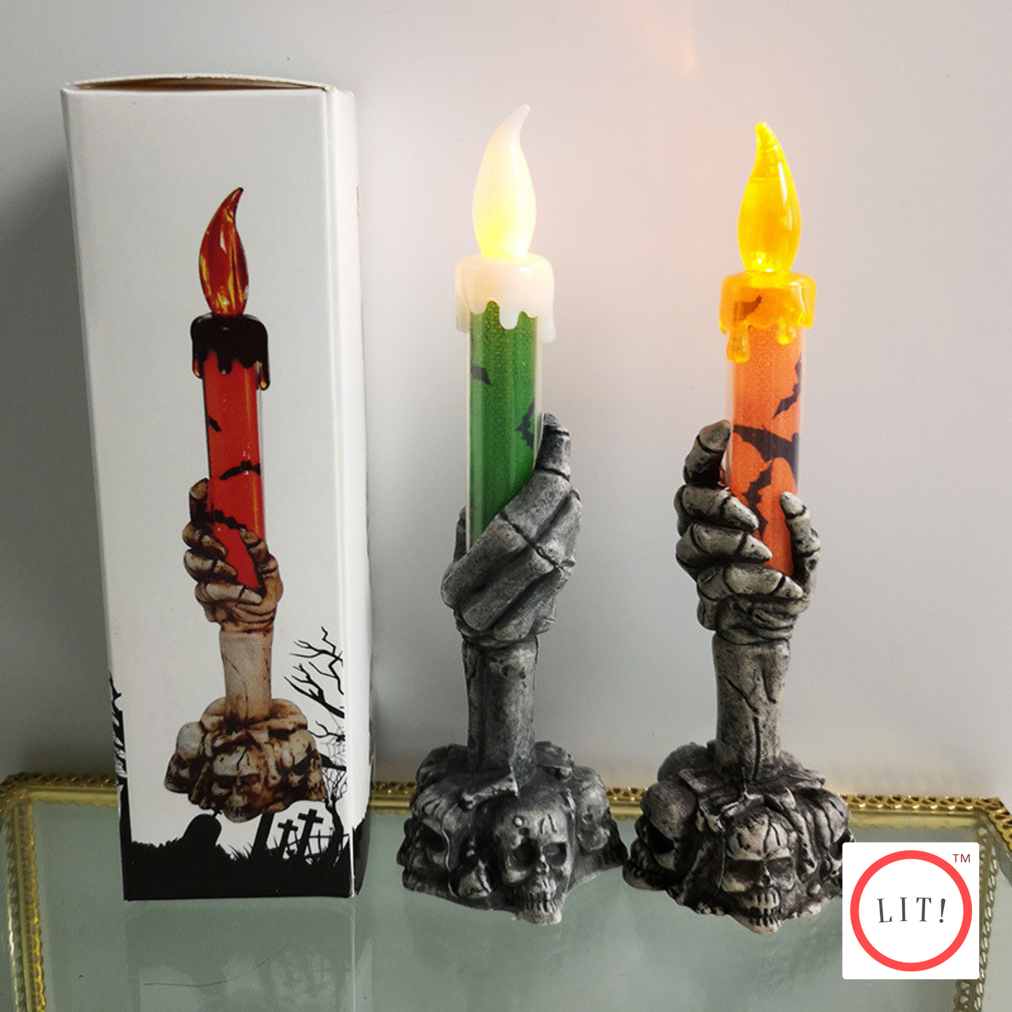 (Pack of 2) Skeleton Ghost Hand Electronic LED Candle