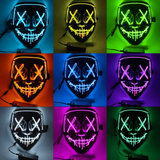 Halloween Light Up LED Scary Purge Creepy Face Costume Mask