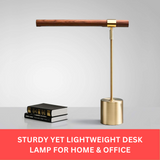 Slim Wood Brass Modern Adjustable Table Lamp